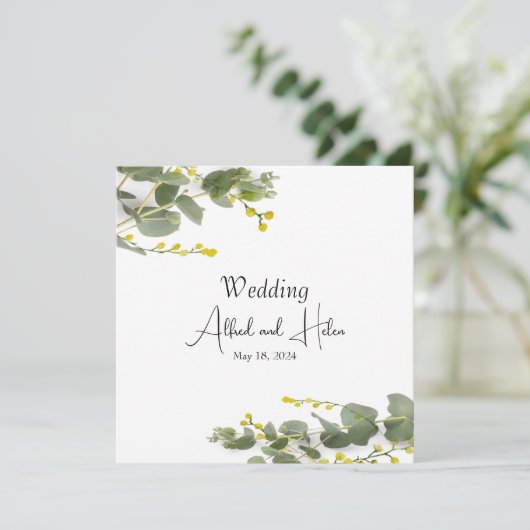 Minimalismo de flores de mimosa kaart (Staand voorkant)