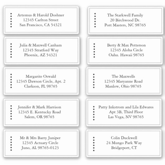 Minimalist-1 B&W vel van 10 Adresetiketten Sticker (Voorkant)