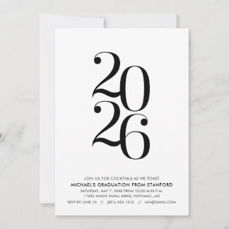 Minimalist 2026 Graduation Party Invitation Kaart
