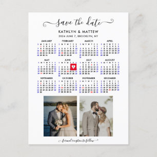 Minimalist 2 Foto 2024 Kalender Sla de datum op Aankondigingskaart