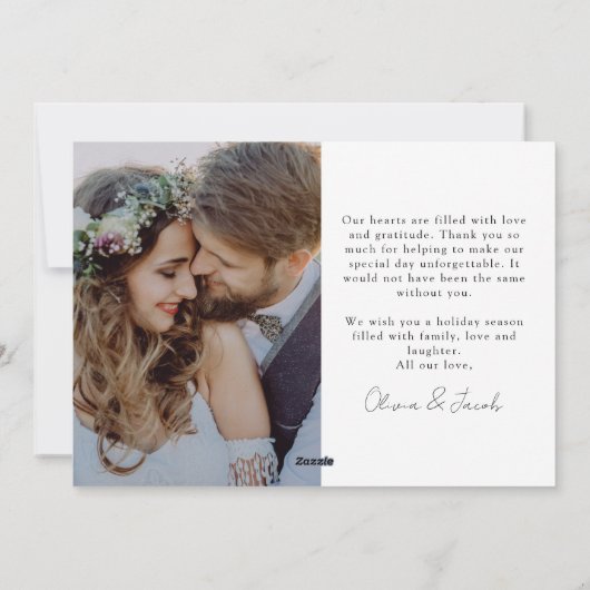 Minimalist 2 foto bruiloft vrolijk en getrouwd feestdagenkaart (Achterkant)