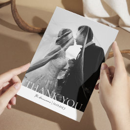 Minimalist 2 foto eenvoudige bruiloft bedankje bedankkaart