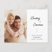 Minimalist 2 foto Modern Script Sla de datum op Briefkaart (Voorkant)