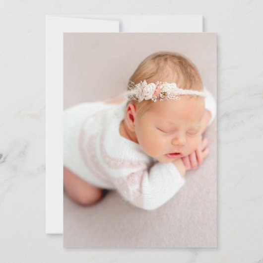 Minimalist 2 foto's Overlay Welkom Geboorte Aankondiging (Achterkant)