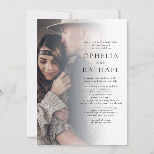 Minimalist 2 foto's QR Code Bohemian Wedding Kaart (Voorkant)