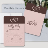 Minimalist 2 Hearts Red en Pink RSVP-kaart Kaart