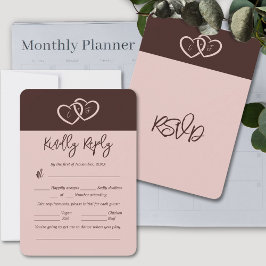 Minimalist 2 Hearts Red en Pink RSVP-kaart Kaart