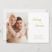 Minimalist 2 Photo Gold Script Sla de datum op Save The Date (Voorkant)