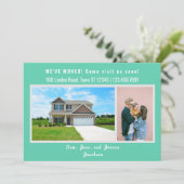 Minimalist 2 Photos We Moved Moving Announcement Aankondiging (Staand voorkant)