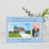 Minimalist 2 Photos We Moved Moving Announcement Aankondiging (Staand voorkant)