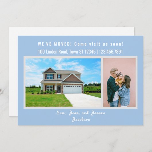 Minimalist 2 Photos We Moved Moving Announcement Aankondiging (Voorkant / Achterkant)