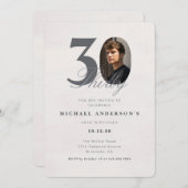Minimalist 30th Year Birthday Invitation Kaart (Voorkant / Achterkant)