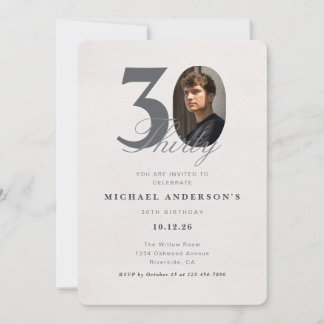 Minimalist 30th Year Birthday Invitation Kaart