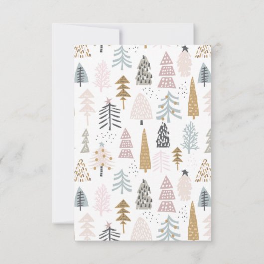 Minimalist 3.5x5-in Illustrated Trees Christmas Notitiekaartje (Achterkant)