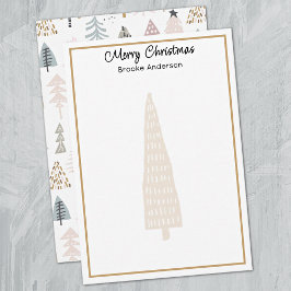 Minimalist 3.5x5-in Illustrated Trees Christmas  Notitiekaartje