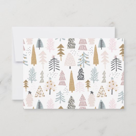 Minimalist 3.5x5-in Illustrated Trees Christmas Notitiekaartje (Achterkant)