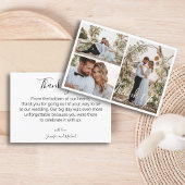 Minimalist 3 foto's Collage bruiloft bedankkaart Kaart