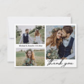 Minimalist 3 foto's Collage bruiloft Dank u Kaart (Voorkant)