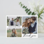 Minimalist 3 foto's Collage bruiloft Dank u Kaart (Staand voorkant)