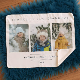 Minimalist 3 Photos Collage Keepsake for Family Sherpa Deken