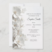 Minimalist 3D White Floral Elegant Bridal Shower Kaart (Voorkant)