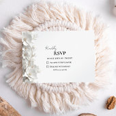 Minimalist 3D White Floral Elegant Luxury Wedding RSVP Kaartje