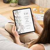 Minimalist 3D White Floral Luxury Elegant Wedding Kaart