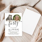 Minimalist 40th Birthday Photo  Kaart