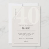 Minimalist 40th Milestone Birthday Celebration Kaart (Voorkant)