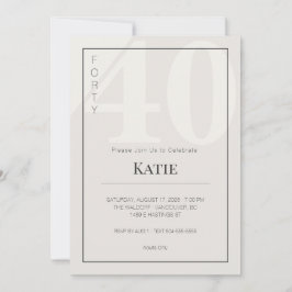 Minimalist 40th Milestone Birthday Celebration Kaart