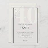 Minimalist 40th Milestone Birthday Celebration Kaart (Voorkant / Achterkant)