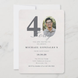 Minimalist 40th Year Birthday Invitation Kaart