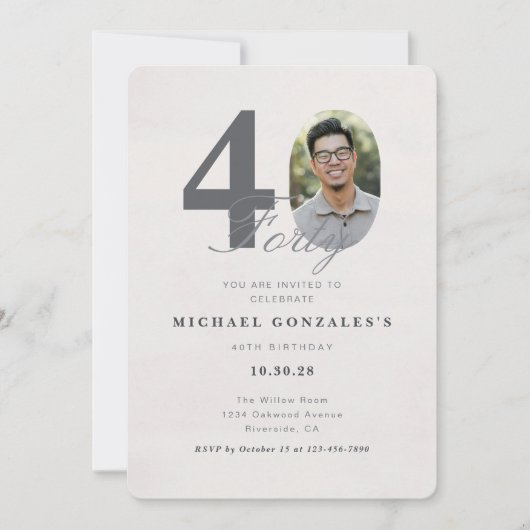 Minimalist 40th Year Birthday Invitation Kaart (Voorkant)