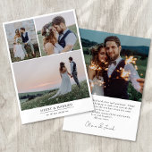 Minimalist 4 foto vrolijk en getrouwd feestdagenkaart