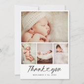 Minimalist 4 fotocollage Baby shower dank u Bedankkaart (Voorkant)