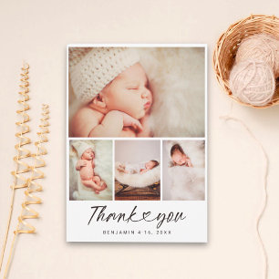 Minimalist 4 fotocollage Baby shower dank u Bedankkaart
