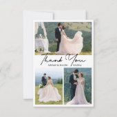 Minimalist 4 foto's collage bruiloft dank u kaart (Voorkant)