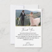 Minimalist 4 foto's collage bruiloft dank u kaart (Achterkant)
