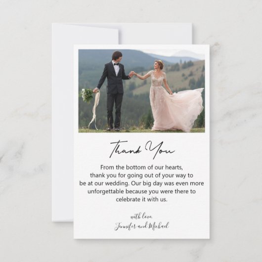 Minimalist 4 foto's collage bruiloft dank u kaart (Achterkant)