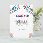 Minimalist 4 juli verjaardag bedankje aankondiging (Staand voorkant)