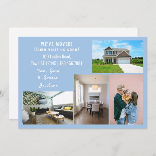 Minimalist 4 Photos We Moved Moving Announcement Aankondiging (Voorkant / Achterkant)