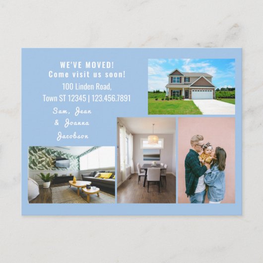 Minimalist 4 Photos We Moved Moving Announcement Briefkaart (Voorkant)