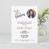 Minimalist 50 en Fabulous Foto 50e Verjaardag Kaart (Staand voorkant)