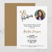 Minimalist 50 en Fabulous Foto 50e Verjaardag Kaart (Voorkant / Achterkant)