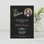 Minimalist 50 en Fabulous Foto 50e Verjaardag Kaart (Staand voorkant)