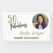 Minimalist 50 en Fabulous Foto 50e Verjaardag Spandoek (Horizontaal)