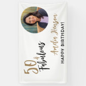 Minimalist 50 en Fabulous Foto 50e Verjaardag Spandoek (Verticaal)