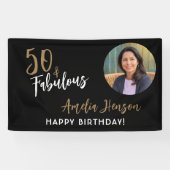 Minimalist 50 en Fabulous Foto 50e Verjaardag Spandoek (Horizontaal)