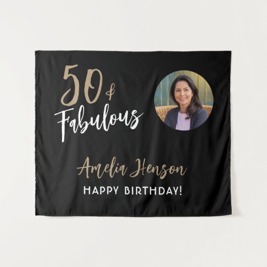 Minimalist 50 en Fabulous Foto 50e Verjaardag Wandkleed (Voorkant (horizontaal))