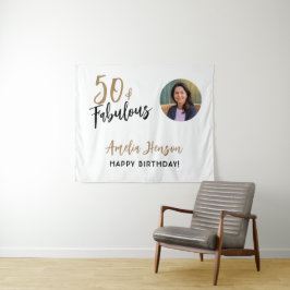 Minimalist 50 en Fabulous Foto 50e Verjaardag Wandkleed